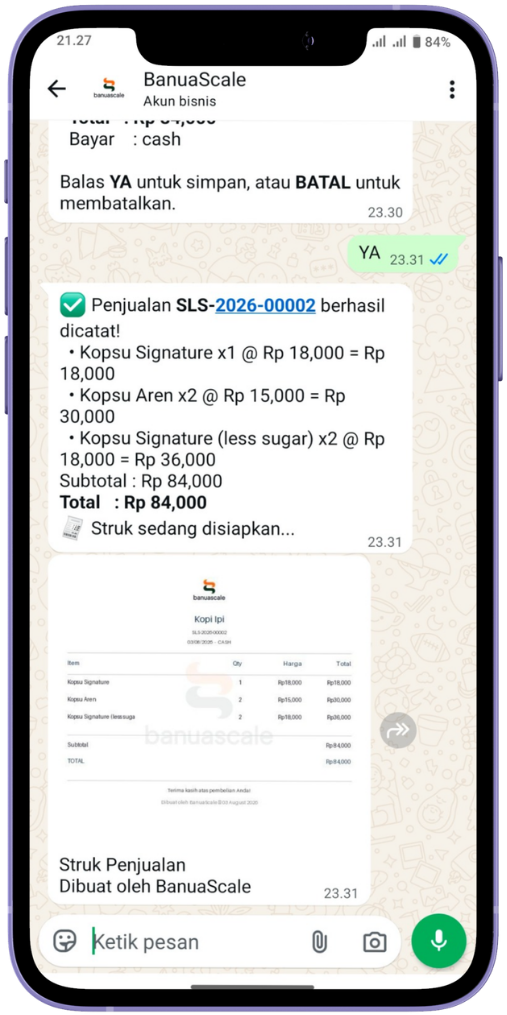 BanuaScale WhatsApp mockup